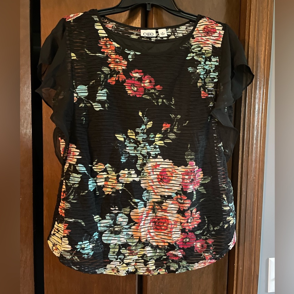 Cato size M black floral blouse
